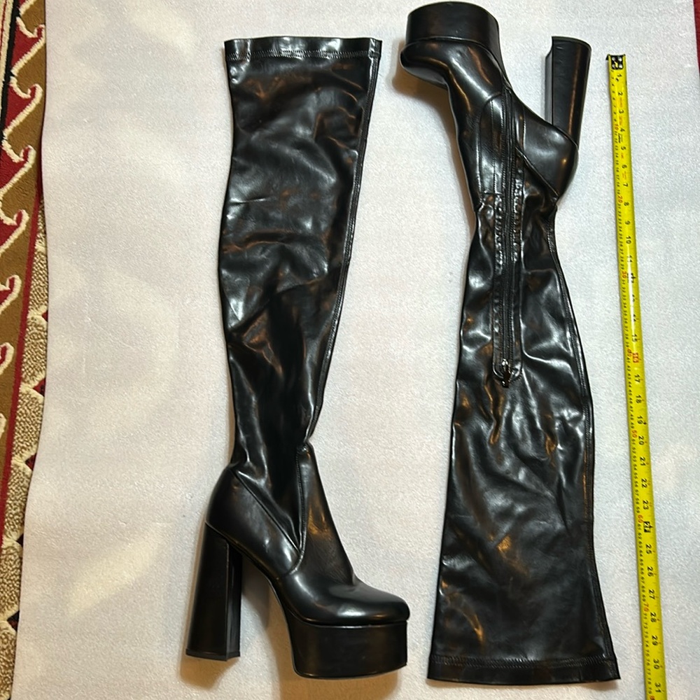 New thigh high PU platform boots. Size 11.